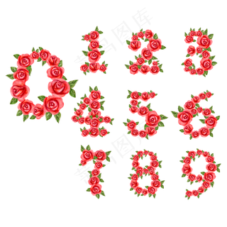 玫瑰花数字原创字