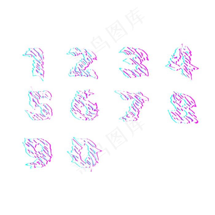 数字1到10故障风(1000X1000(DPI:72))psd模版下载