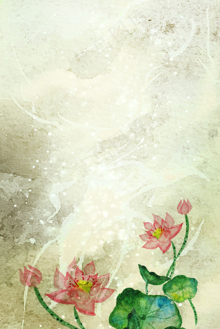 中国风荷花旗袍商业H5背景素材