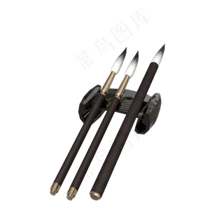 生活用品书法毛笔套件,免抠元素