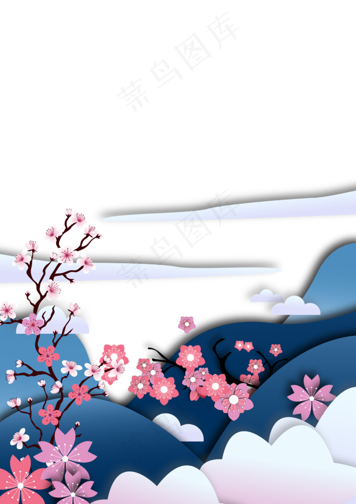 樱花节矢量背景图案,免抠元素