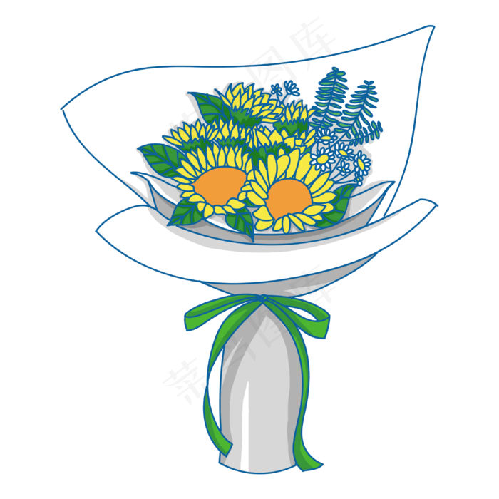 黄色的鲜花手绘插画