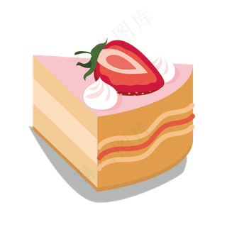 草莓奶油蛋糕矢量免抠图