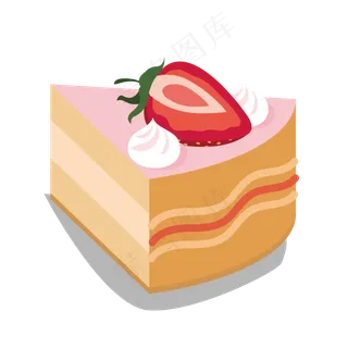 草莓奶油蛋糕矢量免抠图
