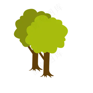 矢量绿色树木装饰图案,免抠元素