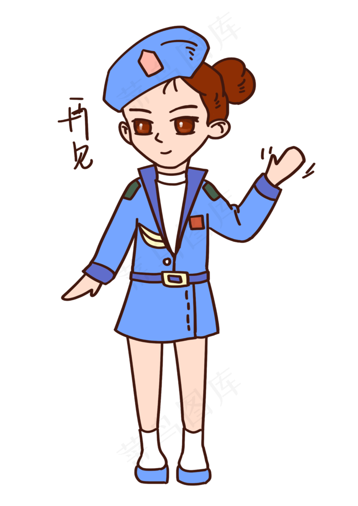 建军节表情包再见女军人插画