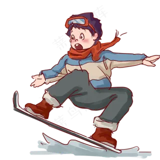 立冬时节童年旧回忆之滑雪,免抠元素