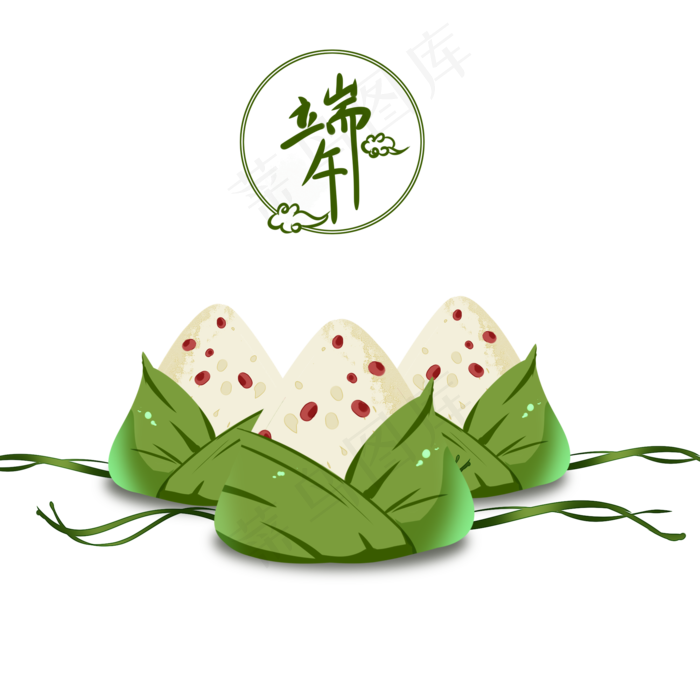 端午节绿色中国风美味红豆馅小粽