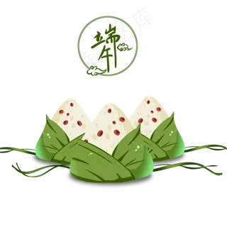 端午节绿色中国风美味红豆馅小粽