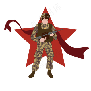 简约扁平卡通建军节陆军战士人物