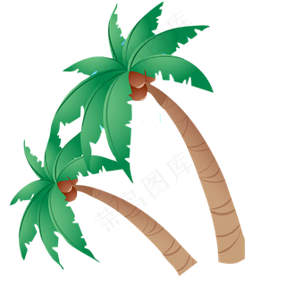 两颗卡通椰子树