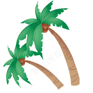 两颗卡通椰子树