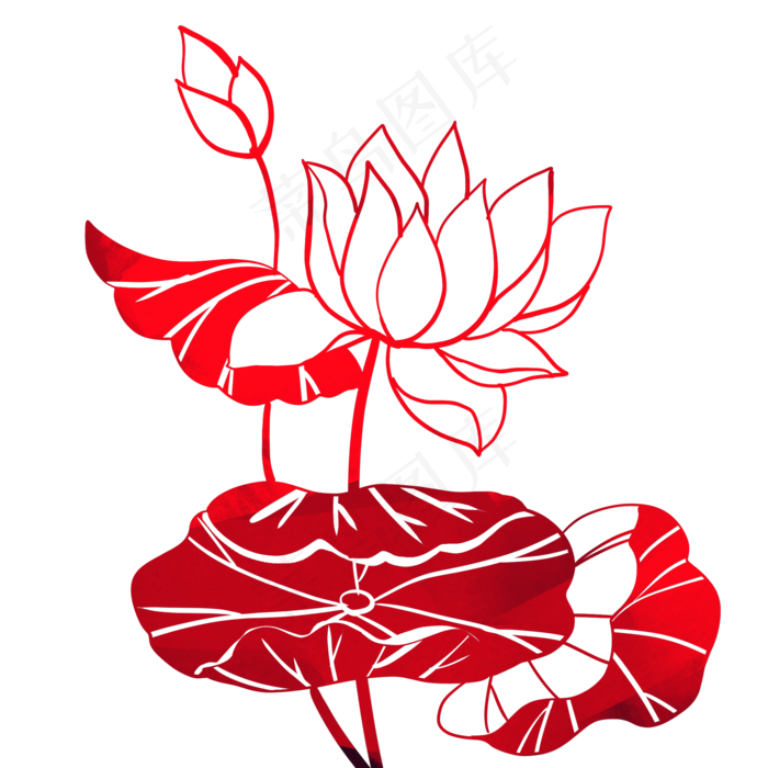 唯美荷花剪纸(2000X2000)