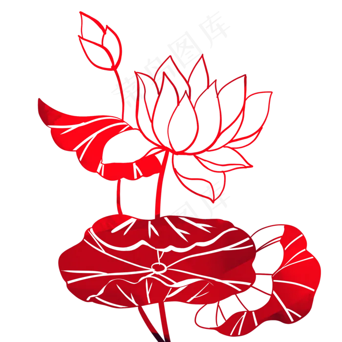 唯美荷花剪纸(2000X2000)