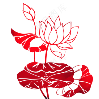 唯美荷花剪纸