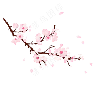 手绘浪漫樱花飘落装饰,免抠元素