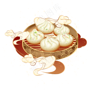 国潮美食水煎包,免抠元素