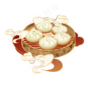 国潮美食水煎包,免抠元素