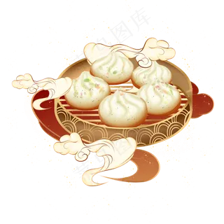 国潮美食水煎包,免抠元素 国潮美食水煎包,免抠元素
