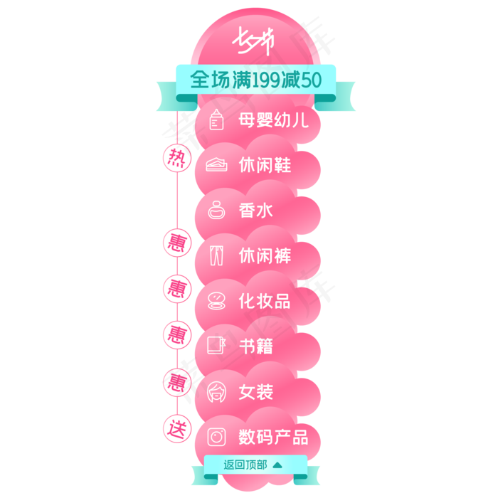 七夕电商侧边导航栏,免抠元素