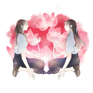 二十四节气夏至女孩和荷花