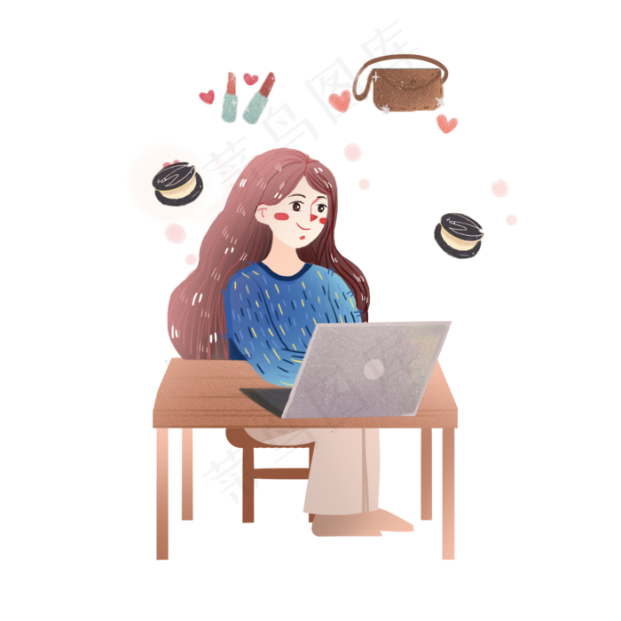 618电商女孩网购促销素材