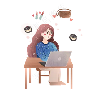 618电商女孩网购促销素材