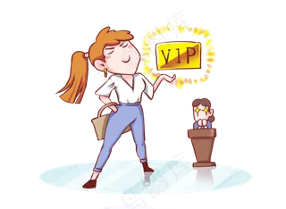 卡通手绘妇女节成为VIP的女顾客,免抠元素
