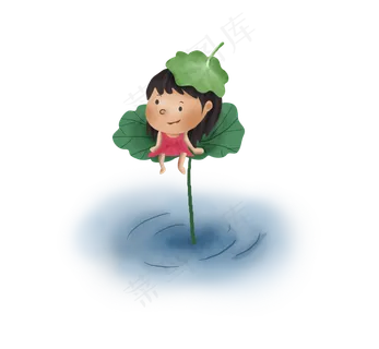 暑假夏日夏季大暑小暑荷叶与小女