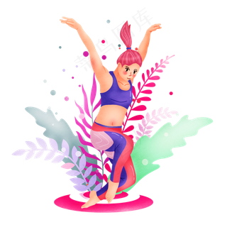 手绘健身人物png图,免抠元素