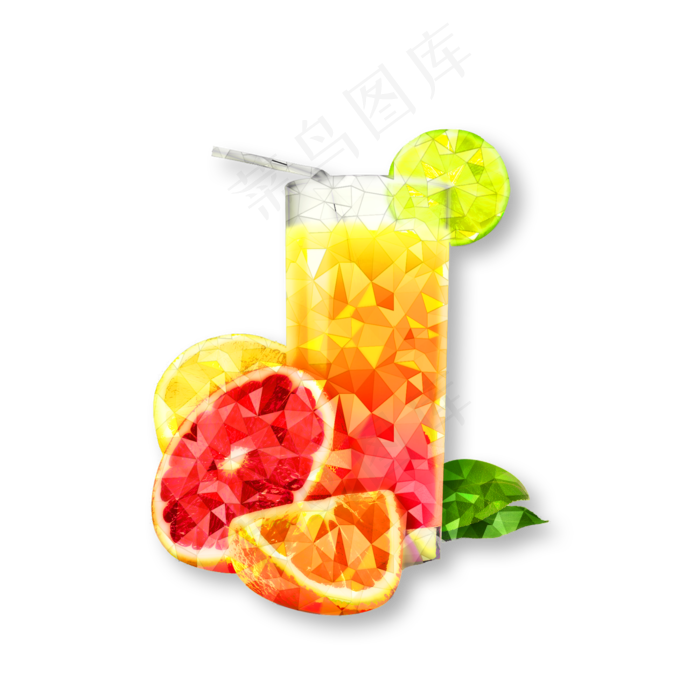 夏季冷饮果汁水晶卡通(2000X2000(DPI:300))psd模版下载