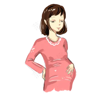 母亲节手绘怀孕妈妈