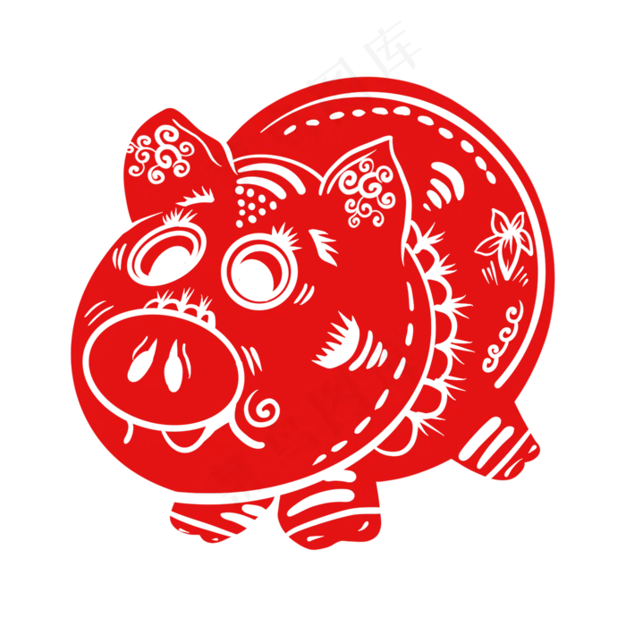 2019新年卡通呆萌剪纸猪,免抠元素(2048X2048(DPI:132))psd模版下载