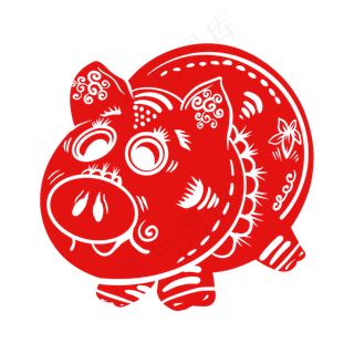 2019新年卡通呆萌剪纸猪,免抠元素