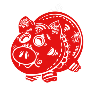 2019新年卡通呆萌剪纸猪,免抠元素