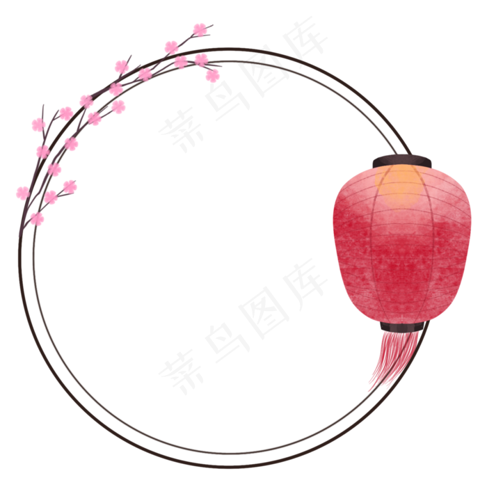 中国风水彩传统灯笼边框(2000X2000(DPI:300))psd模版下载