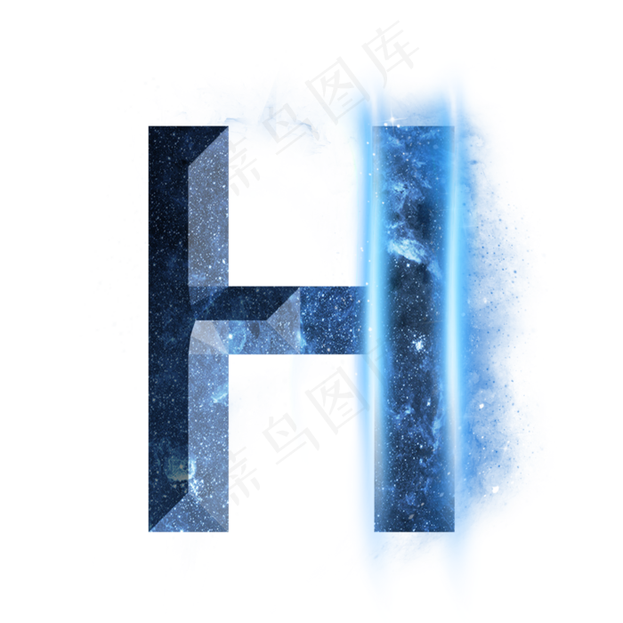 炫酷蓝色星空星辰字母H