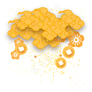 金色鼠年新年云纹剪纸装饰,免抠元素