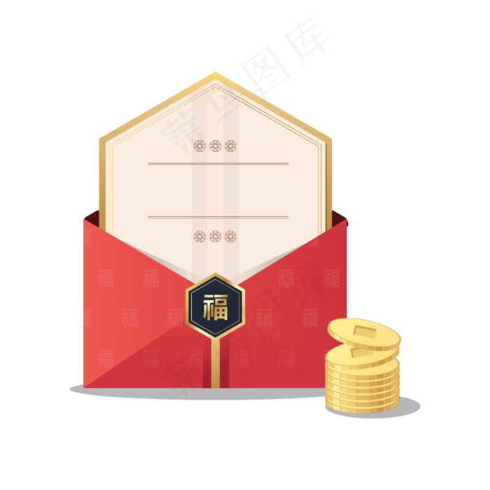 矢量手绘信封金币,免抠元素(4167*4167px 300 dpi )ai矢量模版下载