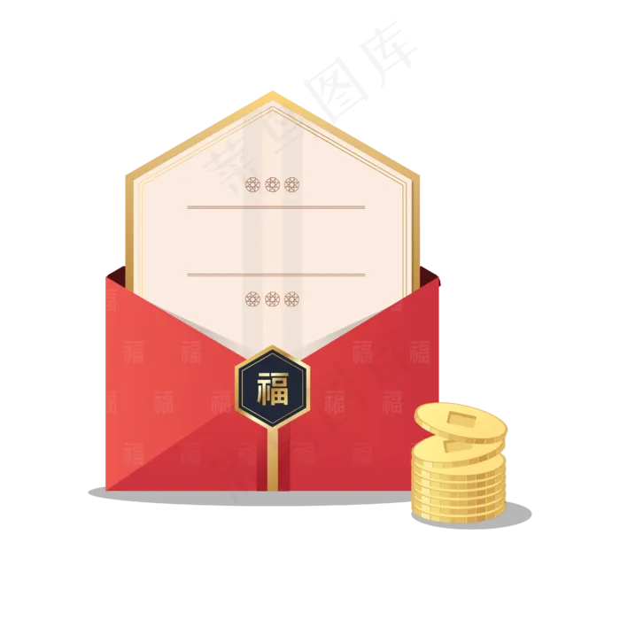 矢量手绘信封金币,免抠元素(4167*4167px 300 dpi )ai矢量模版下载