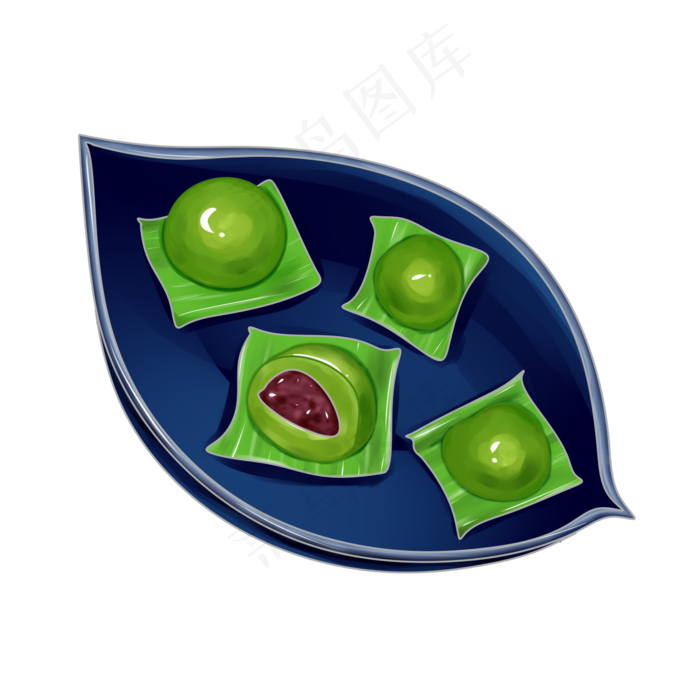 一盘清明青团食物