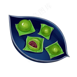 一盘清明青团食物