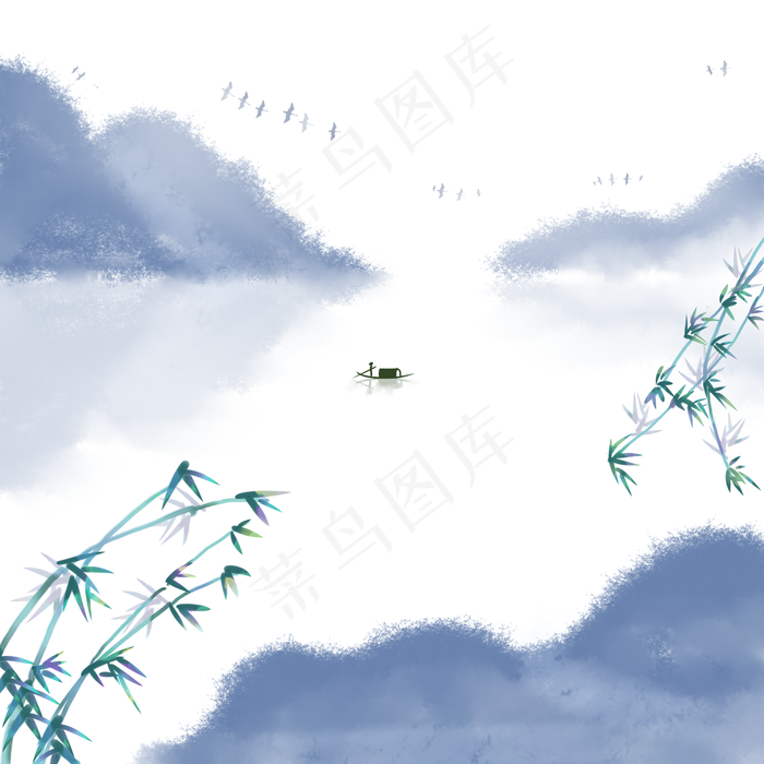 中国风水墨山水(3000X3000(DPI:300))psd模版下载