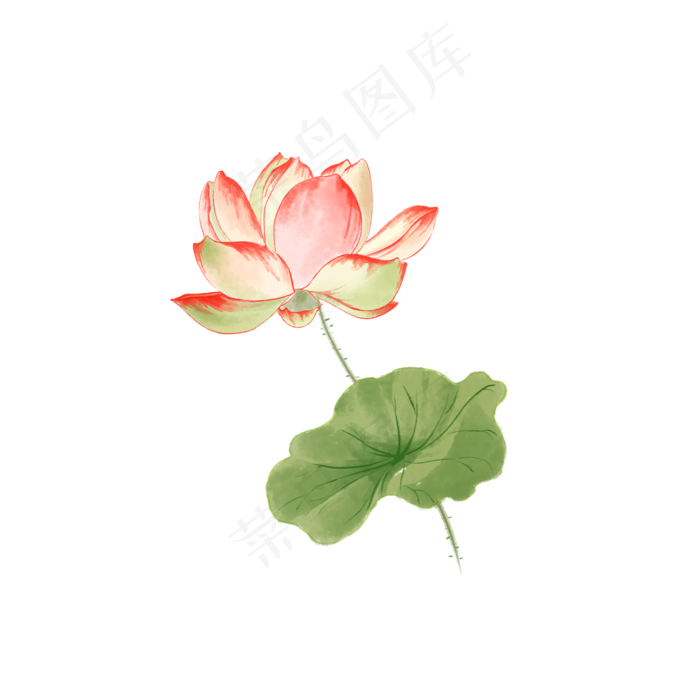 中国风荷花水彩画(2000X2000(DPI:300))psd模版下载