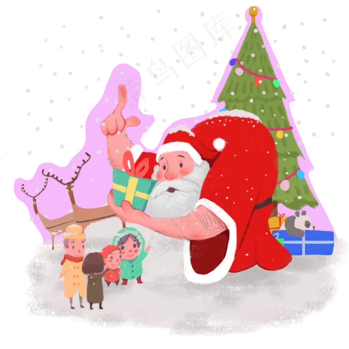 圣诞老人可爱小矮人粉色童话平安,免抠元素(4000X4000(DPI:300))psd模版下载