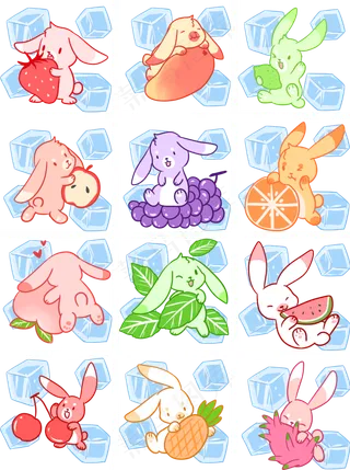 兔兔夏日水果冰块