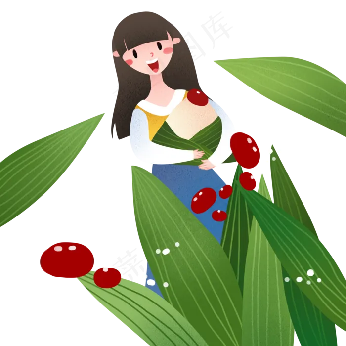 端午节抱着红枣粽子的女孩(2000X2000(DPI:299))psd模版下载