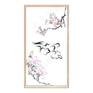 古风荷花卡通边框