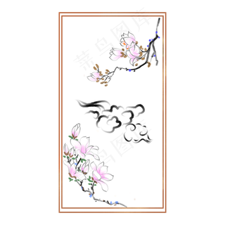 古风荷花卡通边框