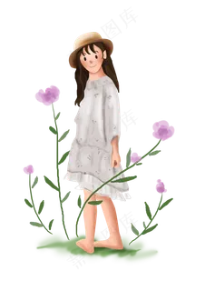 假日出游花丛中的女孩,免抠元素 假日出游花丛中的女孩,免抠元素